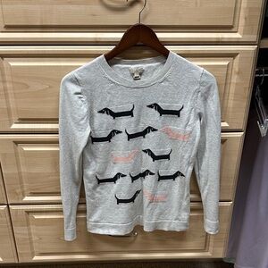 J. Crew Gray Sweater with Dachshund Design